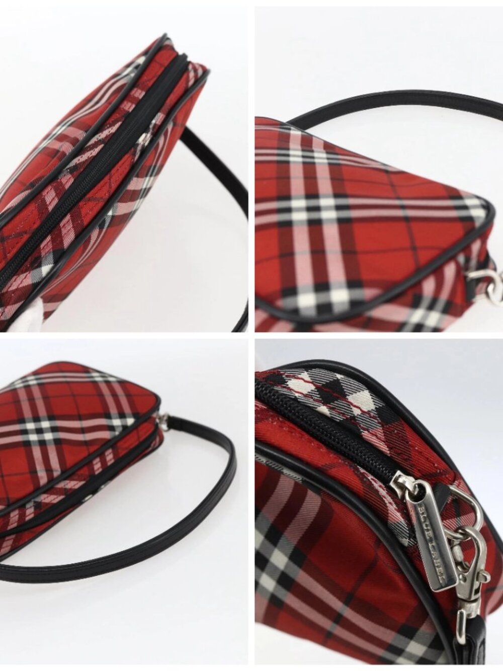BURBERRY Nova Check Blue Label Accessory Pouch Nylon Red Black Auth am10838V - Picture 16 of 16
